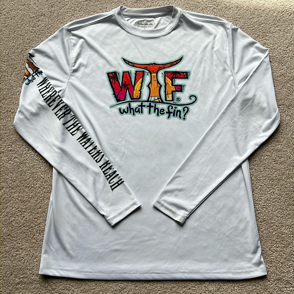 (NWOT) What the Fin Long Sleeve White Athletic T-Shirt